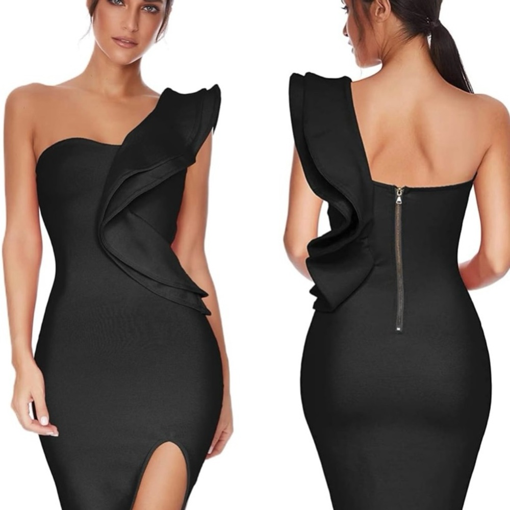 One shoulder bandage dress with back zipper- size small